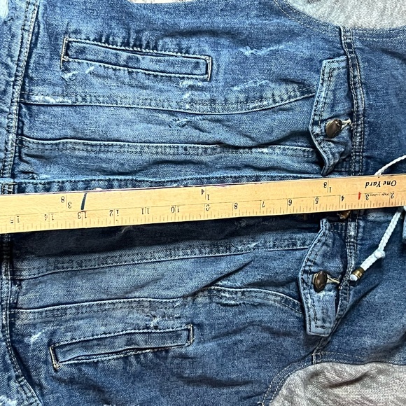 Free People Blue Denim Jacket with Gray Knit Accents - Picture 8 of 10